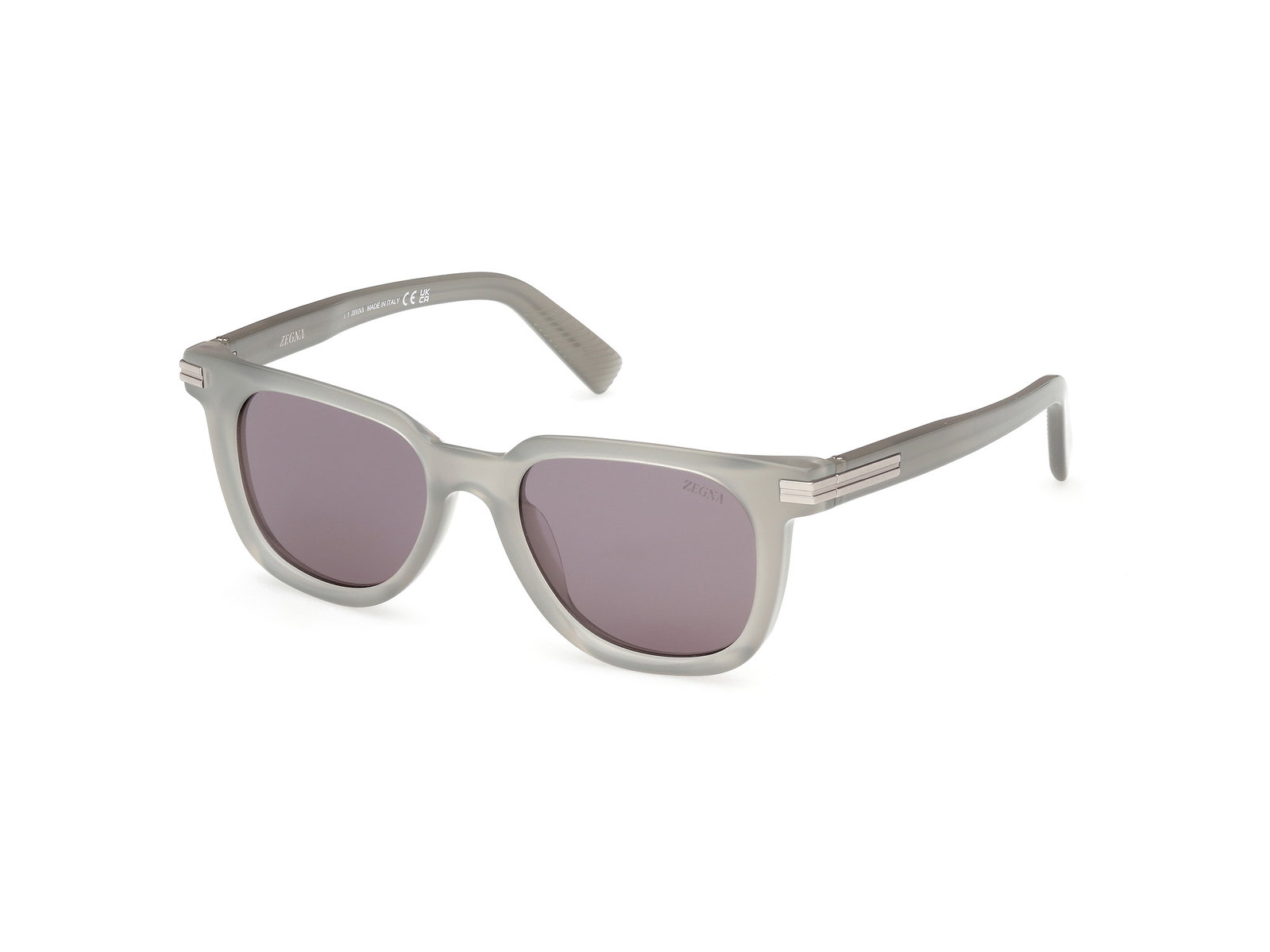 Das Bild zeigt die Zegna Sonnenbrille 0248 in hellgrau leicht schräg von der Seite., Zubehor, Sonnenbrille, Brillen